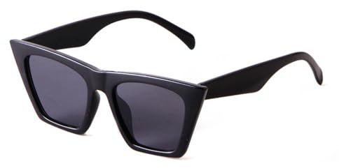 TYUVIVO Vintage Übergroße Cateye-Sonnenbrille für Damen und Herren, Retro, schwarzer Rahmen, quadratische Sonnenbrille, C1, Einheitsgröße