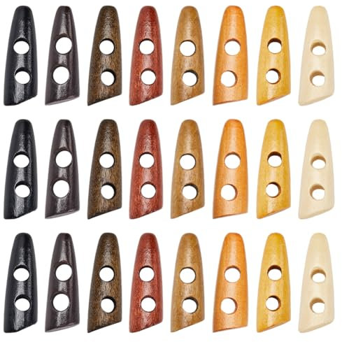 GORGECRAFT Knebelknöpfe In 80 Farben 8mm Lang Hornförmig Holzknopf Zubehör 34 Löcher Holzknöpfe Für Pullover Und Mäntel Nähknöpfe als Ersatz Für Jacken Kleidung Nähen DIY Kunst Bastelprojekte 2 Stück