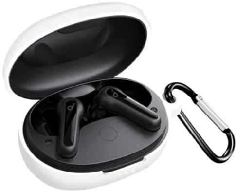 KANOYO Silikon Hülle für Soundcore by Anker Life P2 Mini Hülle Kopfhörer Case und Schutzhülle Kompatibel Soundcore Life P2 Mini Silikon Cover,Stoßfeste Schutzhülle,Kratzfest - Weiß