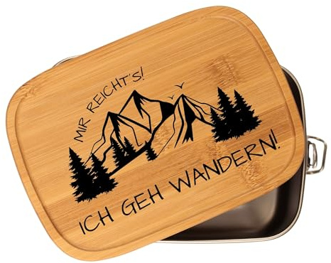 Druckerino Brotdose Edelstahl: Mir reichts, ich geh wandern | BPA frei | 1 Liter | Geschenke für Wanderer | Wandern Geschenk | Geschenkidee zu Weihnachten | Lunchbox | Bentobox