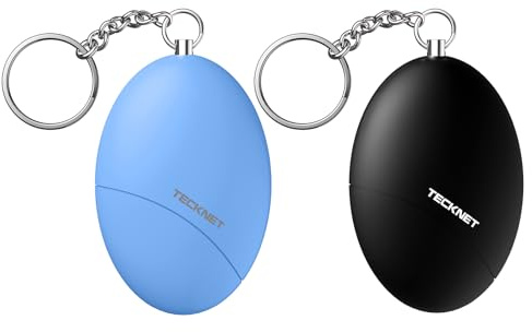 TECKNET Personal Alarms for Women, 2 Pack Keychain Safety Device | 140dB Loud Siren, IP44 Waterproof ABS, Portable Keyring, Easy Pull Pin Activation, For Girls Kids Elderly