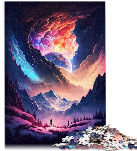 Puzzle mit 1000 Teilen für Erwachsene, Nebula Voyager Landscape, Stressabbau-Spielzeug mit passendem Poster und Quizblatt, 26x38cm