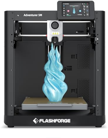 FLASHFORGE Adventurer 5M 3D Printer, 600mm/s High-Speed, 1 Click Fully Auto Leveling, Upgraded Direct extruder Quick Detachable 280°C Nozzle, Print Size 220x220x220mm（AD5M）