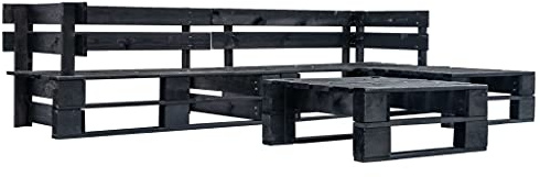 YuuSsea 4-TLG. Garten-Paletten-Sofagarnitur Schwarz Holz, imprägniertes Kiefernholz, 220x125x55 cm, rustikales Design für Terrasse, Garten, Outdoor-Sitzgruppe, langlebiges Patio Möbel Set