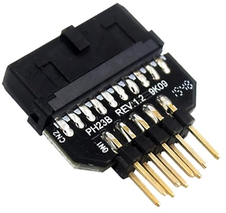 WLGQ Adaptateur USB 2.0 9 broches vers 19 broches – Convertisseur mâle 9 broches vers 19 broches femelle pour tête de carte mère, boîtier PC, panneau avant, lecteur de cartes – Plug & Play, noir