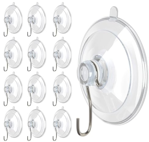 Lot de 20 Crochet Ventouse Transparent Petites Ventouse Plastiques avec Crochets Métal Crochet Mural avec Ventouses pour Salle de Bain Cuisine Verre Carreaux Décoration de Noël et Halloween, 45mm