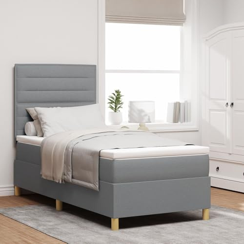 SKTQYQO Boxspringbett mit hellgrauer Matratze Multifunktionales Bett Bettgestell für Schlafzimmer Geeignet für Hotels und Studien 80x200cm Stoff