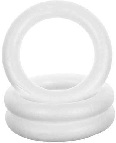 SEWOART 3 Stück Polystyrol Schaumstoffringe Rund für DIY Basteln Kränze Partyornamente Hochzeit Blumendekoration Styroporringe Weiß