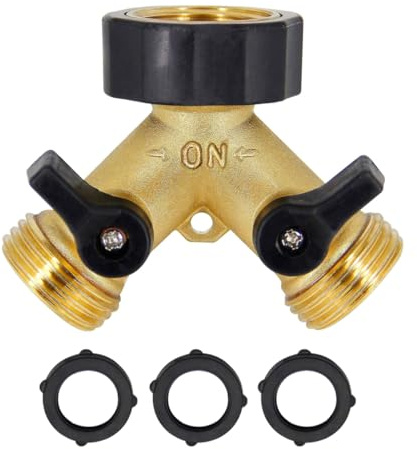 Brass Hose Splitter 2 Way,Double Outlet Garden Tap | 3/4 Washing Machine Y Splitter 2 Way Brass Hose Connector Tap Splitter, Individually Controllable Valves