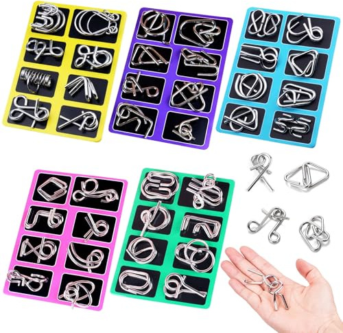 40 Pcs Metal Puzzles for Adults, IQ Challenge Puzzle Set, Brain Teaser Puzzles for Teenagers Adults Intelligence Challenge, Party or Travel Entertainment, Gifts