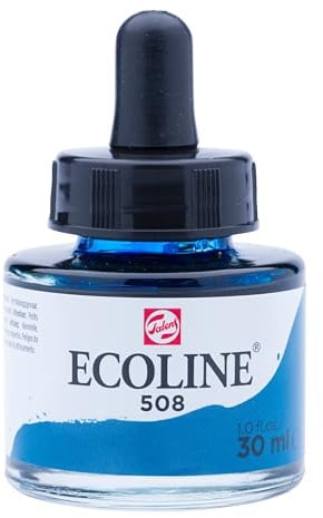 Ecoline Flüssige Aquarellfarbe - Preussischblau 508-30 ml Flasche mit Pipette - Leuchtend transparente Farben für künstlerische Projekte