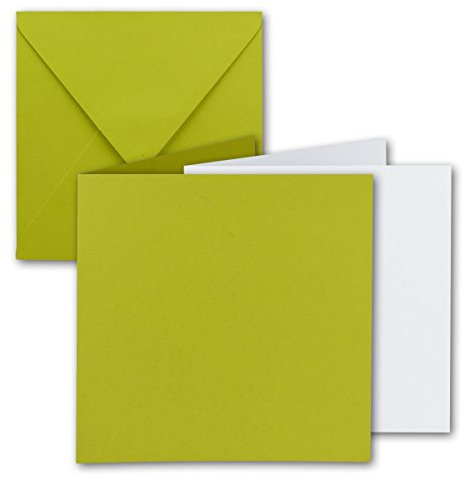 15x Quadratisches Falt-Karten Set - 15 x 15 cm - mit Brief-Umschlägen & Einlegeblättern - Limette - FarbenFroh by GUSTAV NEUSER