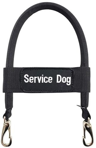 ActiveDogs Brückengriff für Diensthunde, Weste und Geschirre, Servicehundgriff mit verstärktem Nylon, robuste Metallclips und Servicehund-ID-Band, Schwarz, 30,5 cm