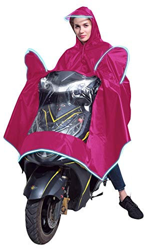 EMVANV Regenmantel für Motorrad, wasserdicht, für Elektromobile, Roller, Motorrad, Regenponcho mit Spiegelschlitzen, reflektierende Streifen für sicheres Fahren bei Nacht., rosarot