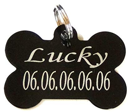 Lulizzie Hunde- und Katzenmarke, personalisierbar, Lackschutz + Ring, 1 Stück, Oval, Aluminium, Schwarz, Blau, Rot, Lila, Grün, Gold, Hundemarken, Haustier-ID-Marke, pet id tag, tag