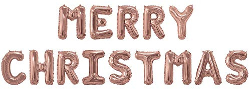 Neviti 776896 Frohe Weihnachten Folienballon Wimpelkette - Rose Gold Folie