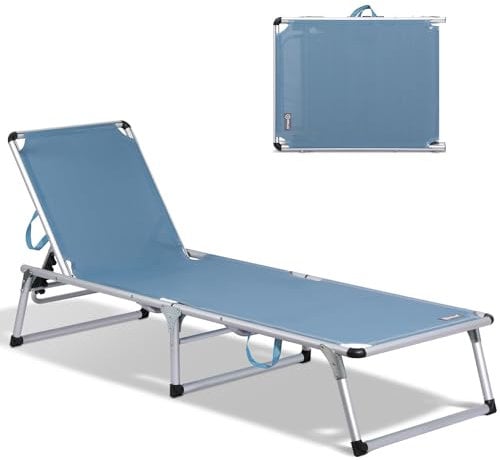 Homecall - Tumbona plegable de aluminio sin parasol, Azul