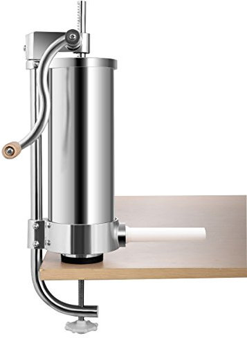 DREAMADE Wurstfüller 3,6 L, Wurstfüllmaschine Wurstmaschine aus Edelstahl & Aluminium, Wurstpresse mit 4 unterschiedlichen Füllrohren, Wurstspritze mit Handkurbel, für den Heimgebrauch, Silber