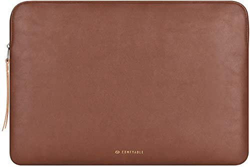 Comfyable Schlanke schützende Laptop Hülle 15 Zoll kompatibel mit MacBook Air 15 Zoll M4 2025 M3 2024 A3114 & M2 2023 A2941, PU-Ledertasche wasserdichte Abdeckung Computer Hülle für Mac, Braun