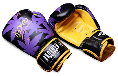 OLYSPM Guantoni da Boxe,Professional Guanti da Boxe in Pelle,Guantoni da Allenamento per Muay Thai Kickboxing MMA Training,4oz-14oz(Viola)
