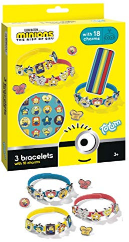 MINIONS Charm-Armbänder Bastel-Set: DREI Armbänder zum Selbstgestalten für Kinder mit 18 Charms