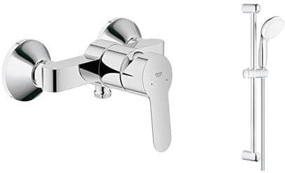 GROHE BauEdge | Badarmatur - Einhebel-Duschmischer, integriertes Rückschlagventil & Tempesta 100 |Brause- & Duschsystem - Brausestangenset, inkl. Handbrause, Brausestange u. Brauseschlauch