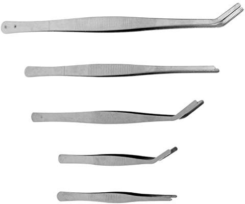 PRETYZOOM 5pcs Mini Garten Pinzette Gras Garten Pinzette Scraping Gebogene Pinzette Miniatur Gartenarbeit Werkzeug Bonsai Zubehör für Zimmerpflanzen Sukkulenten Topfpflanze Gärten