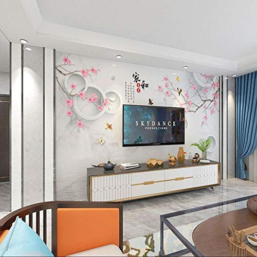 3D TV Background Wall Oriental Style Flower and Bird Wallpaper Wallpaper concave-Convex Three-Dimensional Living Room Simple Modern Home and Film Wall covering-450cmx300cm