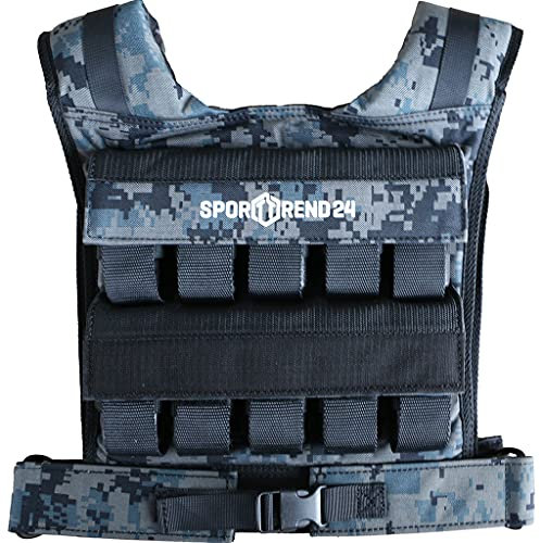 Sporttrend 24® Profi Gewichtsweste mit herausnehmbaren Gewichten Größenwahl | Trainingsweste Fitnessweste Sportweste Weighted Vest Laufweste Fitness Weste für Klimmzüge Liegestütze Kniebeuge Laufen