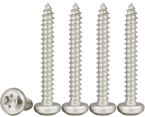 Drenky 100 Pièces Vis Autotaraudeuses à Tête Ronde M4x30mm Vise à Bois à Tête Ronde en Acier Inoxydable 304 Vis Placo Fixation Du Bois, Entièrement Fileté