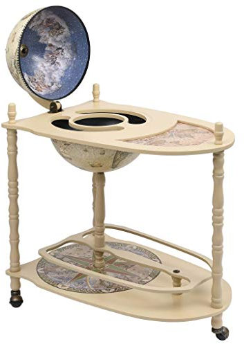 Leepesx Globus-Bartisch, Barwagen, Weltkugel, Servierwagen Weinregal, Bartisch, Tischbar, Dekobar, Eukalyptusholz, Grün Freistehend