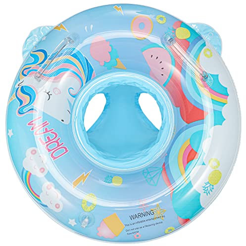 Pukitt Salvagente Neonato, Gonfiabile Salvagente Bambini con Mutandina, Salvagente Neonato Collo per Bambini 12 mesi a 6 anni(Unicorno - blu)