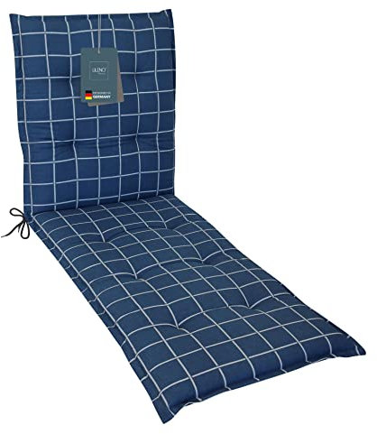 LILENO HOME Coussin, 1 pièce, carreau de yacht, bleu foncé, pour chaise longue de jardin et de plage, rembourré, 188 x 60 x 5 cm