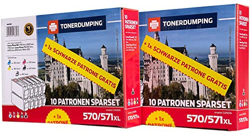 TONERDUMPING Druckerpatronen 22 Multipack kompatibel mit Canon PGI-570/ CLI-571 6X Textschwarz + je 4X Fotoschwarz, Cyan, Magenta, Gelb