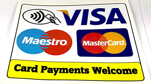 Card Payments Welcome Vinyl-Aufkleber, quadratisch, 150 x 120 mm