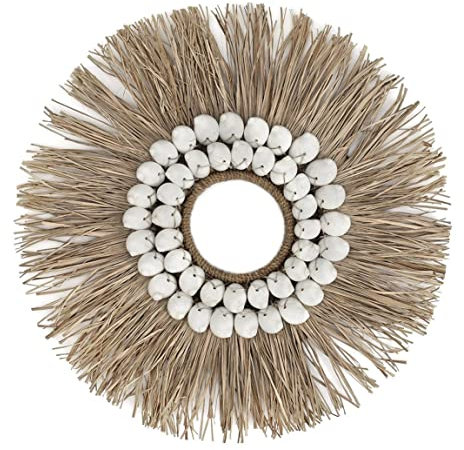 Lestarie Hula Wandschmuck Muschel Deko 35cm, Boho Stil Seegras, tropische Wanddekoration Muscheln