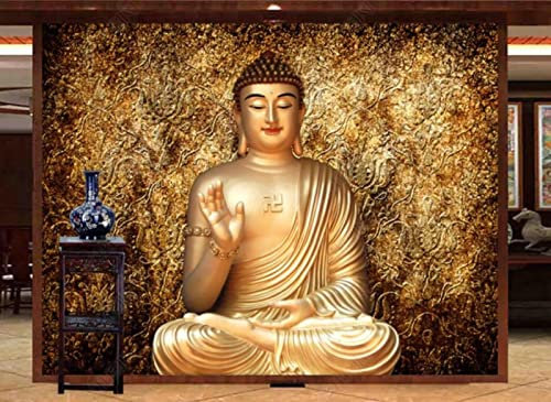 FitNshape Tapete 3D Goldener Buddha Hintergrund Wandtapete Wandbild Tapete benutzerdefinierte*150cmx105cm(59.1x41.3inch)