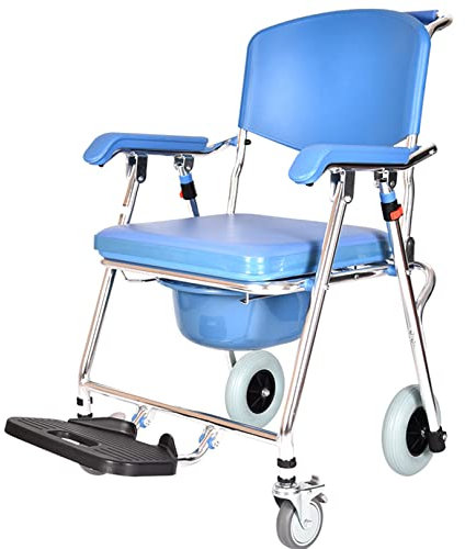 Toilettenrollstuhl, höhenverstellbarer Toiletten-Duschstuhl mit abnehmbarem Polster, mobile Nachtkommode für ältere, behinderte Menschen