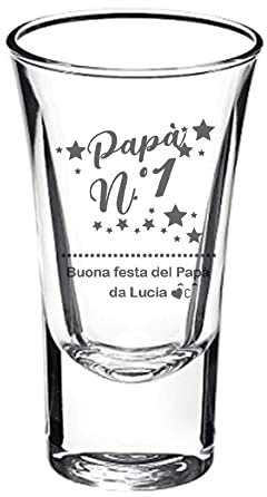 Papà Numero 1 Bicchierino Liquore in Vetro Personalizzabile con Nome Incisione Personalizzata Idea Regalo Festa Del Papà 2023 Babbo Nonno Compleanno Natale Bicchiere da Shot Cicchettino