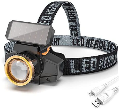 ALINUOYQ XPE LED Faros delanteros con sensor solar + USB recargable lámpara de trabajo