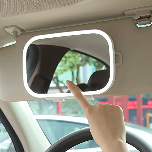 Auto Kosmetikspiegel Kamanan Car Cosmetic Mirror Wiederaufladbarer Car Visor Mirror mit 3 Lichtmodi 7,8 Zoll Touchscreen Universal Sonnenblende Spiegel für Auto, LKW, SUV, Weiß