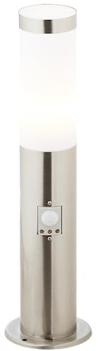 Lightbox Außen Pollerlampe mit Bewegungsmelder - 45 cm Höhe - Ø 12 cm - zeitlose Outdoor Sockelleuchte - als Wegebeleuchtung - E27 Fassung, max. 20 W - aus Kunststoff & rostfreiem Metall