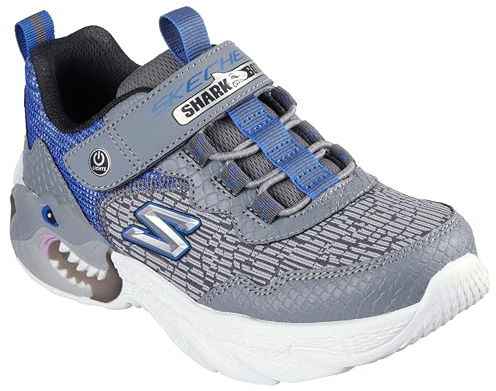 Skechers Jungen Meteor-Lights Krendox, Anthrazites, Synthetisches Textil, Blauer Rand, 30 EU