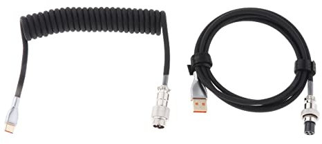 Geardeangloow 1.8M Coiled Cable Wire Mini Micro USB for Mechanical Keyboard Game Console Black