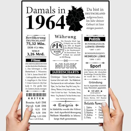 VP-DSGN Geburtstag - 1964 - Bild Plakat Zeitungsartikel Fakten zum Jahrgang - Deko Geschenkideen zum Geburtstag, Mann Frau - damals in - Poster