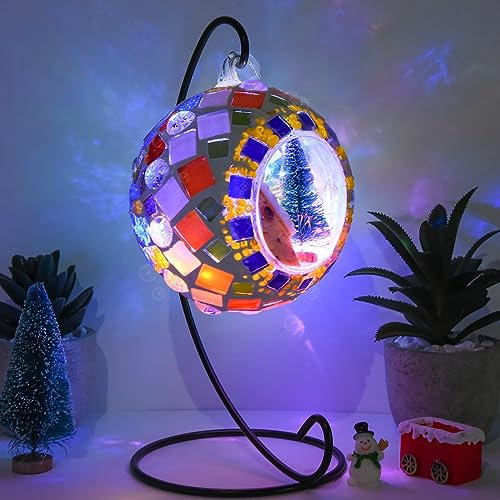 Herenear Mosaik Bastelset Lampe, Kreatives Mosaiksets Bastelset für Kinder, DIY-Mosaik-Lampe, Glasmosaik-Kerzenhalter-Kit für Heim Zimmer Deko, Mädchen Geburtstagsgeschenk, Handgefertigte Kunstwerke