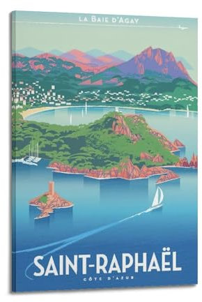 WALS Vintage-Reiseposter Frankreich Saint-Raphael, dekorative Leinwand, Familienschlafzimmer, Kunstwerk, Bild, Gemälde, 40 x 60 cm