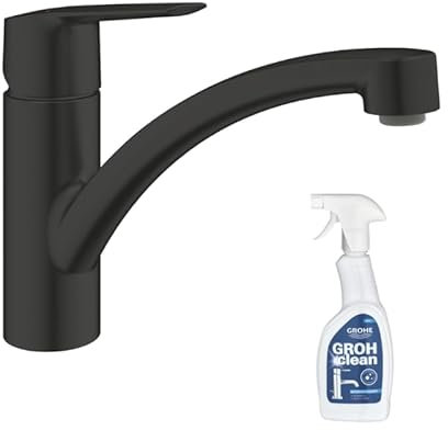 Robinet de cuisine GROHE Start noir mat + nettoyant GrohClean