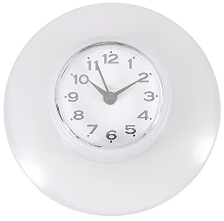 Heaveant Reloj de Pared de Cuarzo, Reloj de Ducha Impermeable, Mini Lindo Reloj de Baño con Ventosa Grande para Baño, Cocina, Sala de Estar, Dormitorio (Blanco)