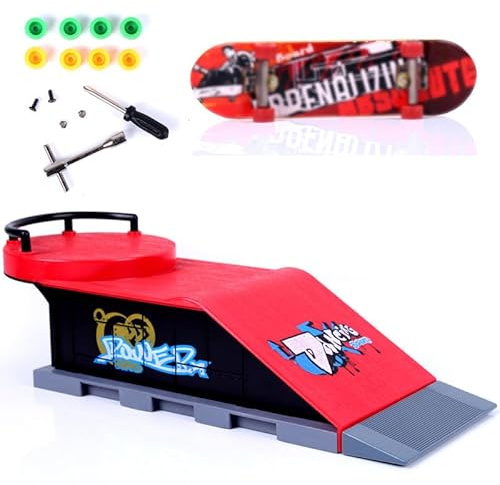 zalati Finger Skateboard Ramp Set Mini Griffbrett Kit mit Werkzeugen für alle Altersgruppen Spiele Spielen Finger Übung - Rampen mit Schiene